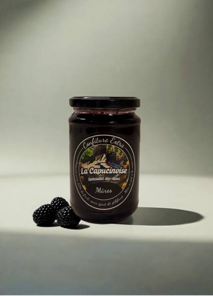 Acheter une confiture de mûre artisanale La Capucinoise des Hautes-Alpes, recette traditionnelle fruitée gourmande intense authentique locale naturelle